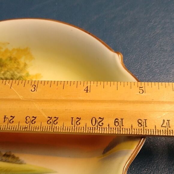 Nippon Hand Painted Ceramic Handle Trinket Dish Tree in Meadow Cottagecore - Picture 5 of 6